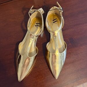 Shiny Gold Mary Jane Flats by Worthington Size 7 NWT - Adorable!
